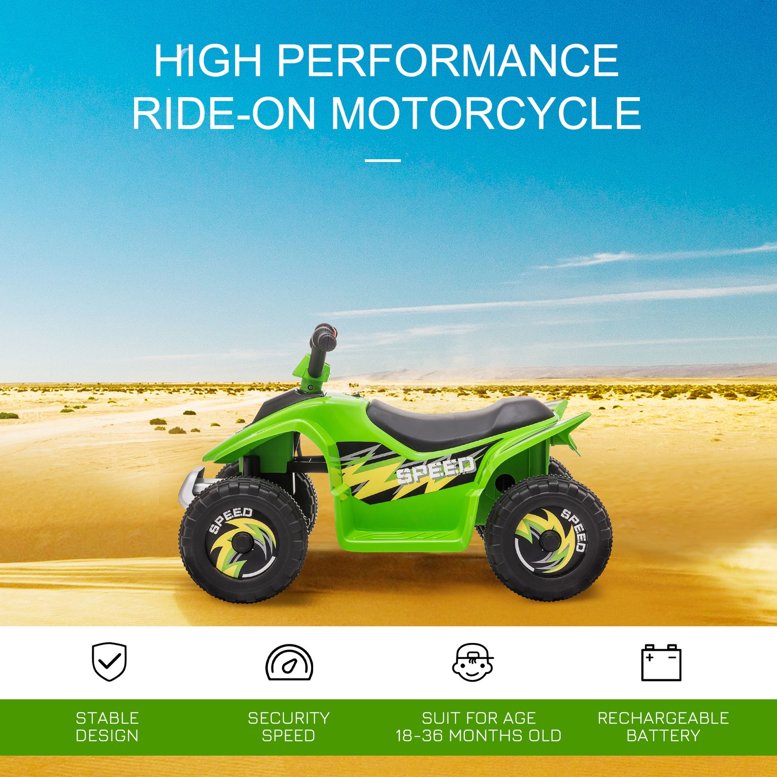 6V Kids Electric Ride on Car Forward Reverse Functions for 3-5 Years Old Green
