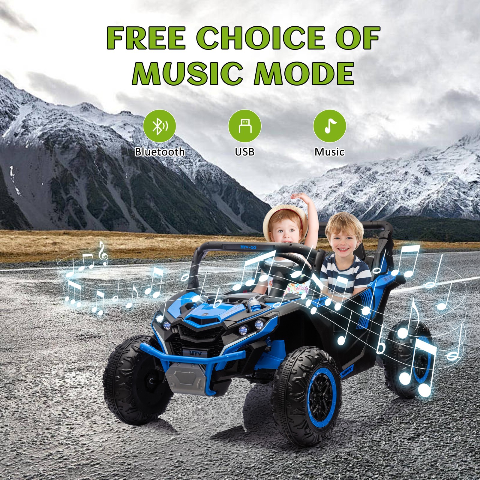 24V Ride on Electric Car for Big Kids 2 Seater UTV Off-Road Toys w/Remote, Blue