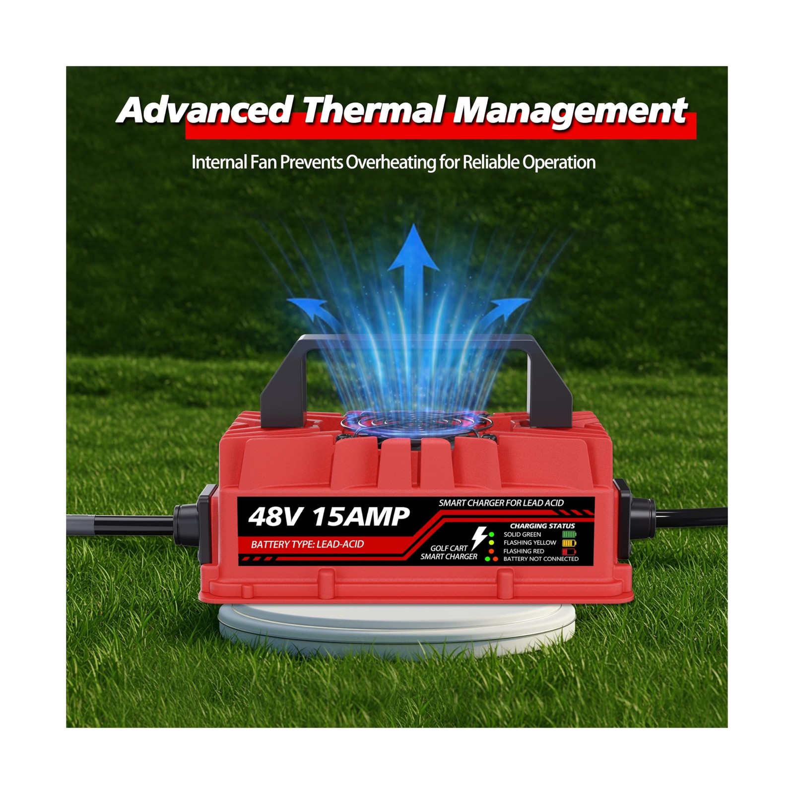 15 Amp 48 Volt Golf Cart Battery Charger for Club Car Precedent & DS – 3-Pin …