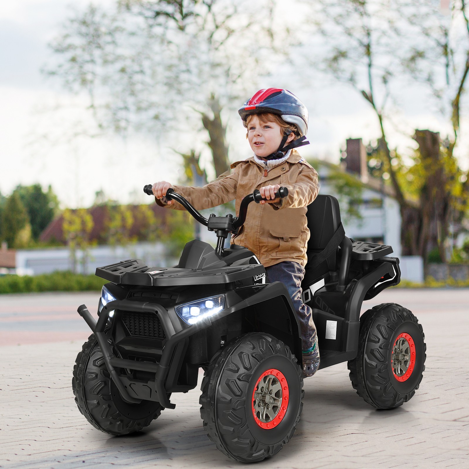 12V Kids Electric 4-Wheeler ATV Quad 2 Speeds Ride On Car w/ Music & Light Black