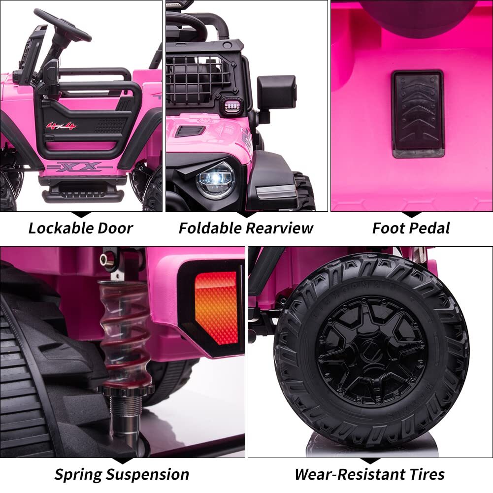 2 Seats Kids Ride On Toy Car 24V Electric Vehicles Remote Control LED Bluetooth