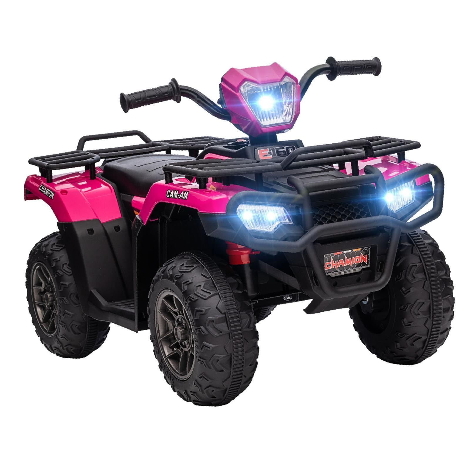 Electric Pink 4 Wheeler for Kids by Aosom, AUX & USB with Twin Motors,
