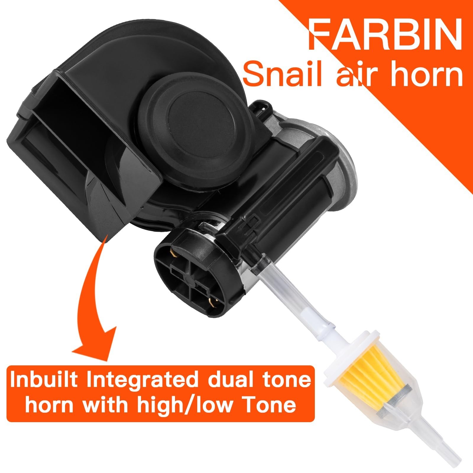FARBIN Air Horn for Truck 2Pcs, Compact Train Horn, Electric Car Horn 12V 150…