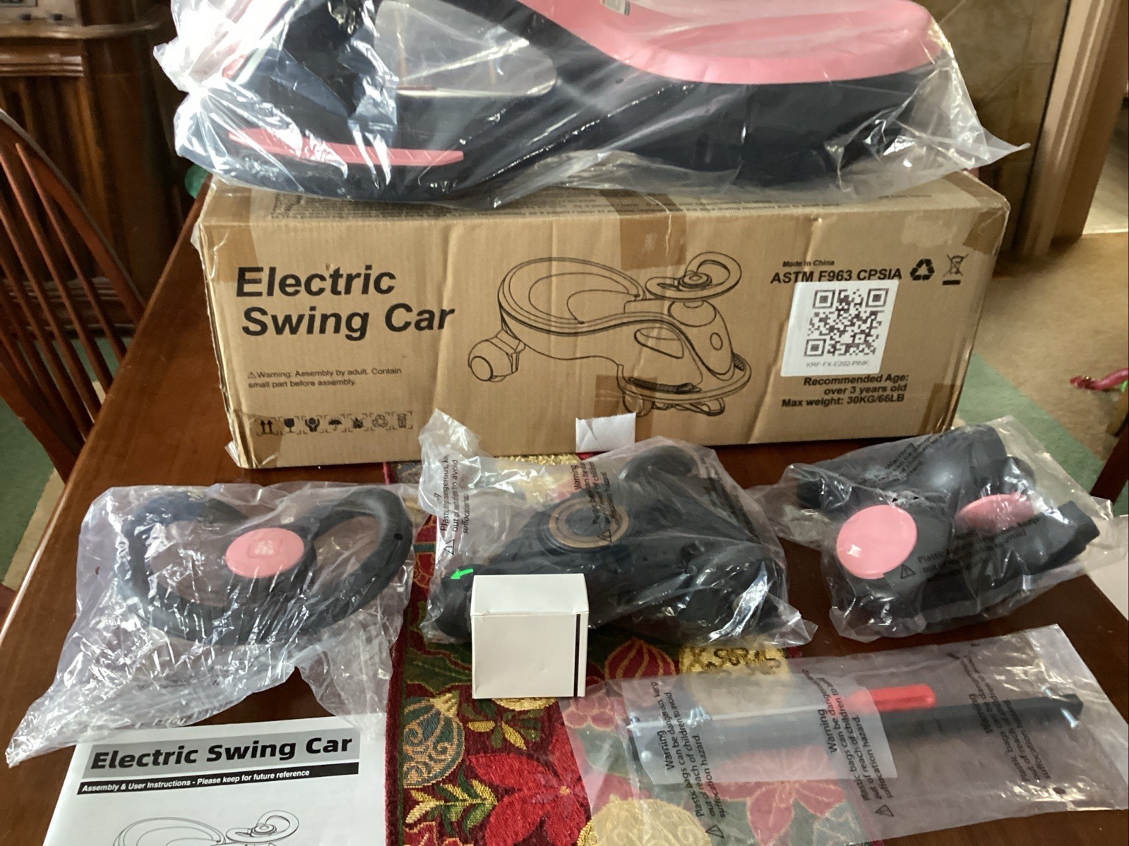 Pink Electric Swing Car ASTM F963 CPSIA Children’s Ride On Toy Model FX-E202
