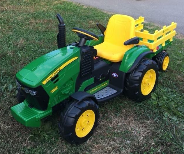 Kids Ride On John Deere Electric Battery Powered Tractor Trailer Childrens Car