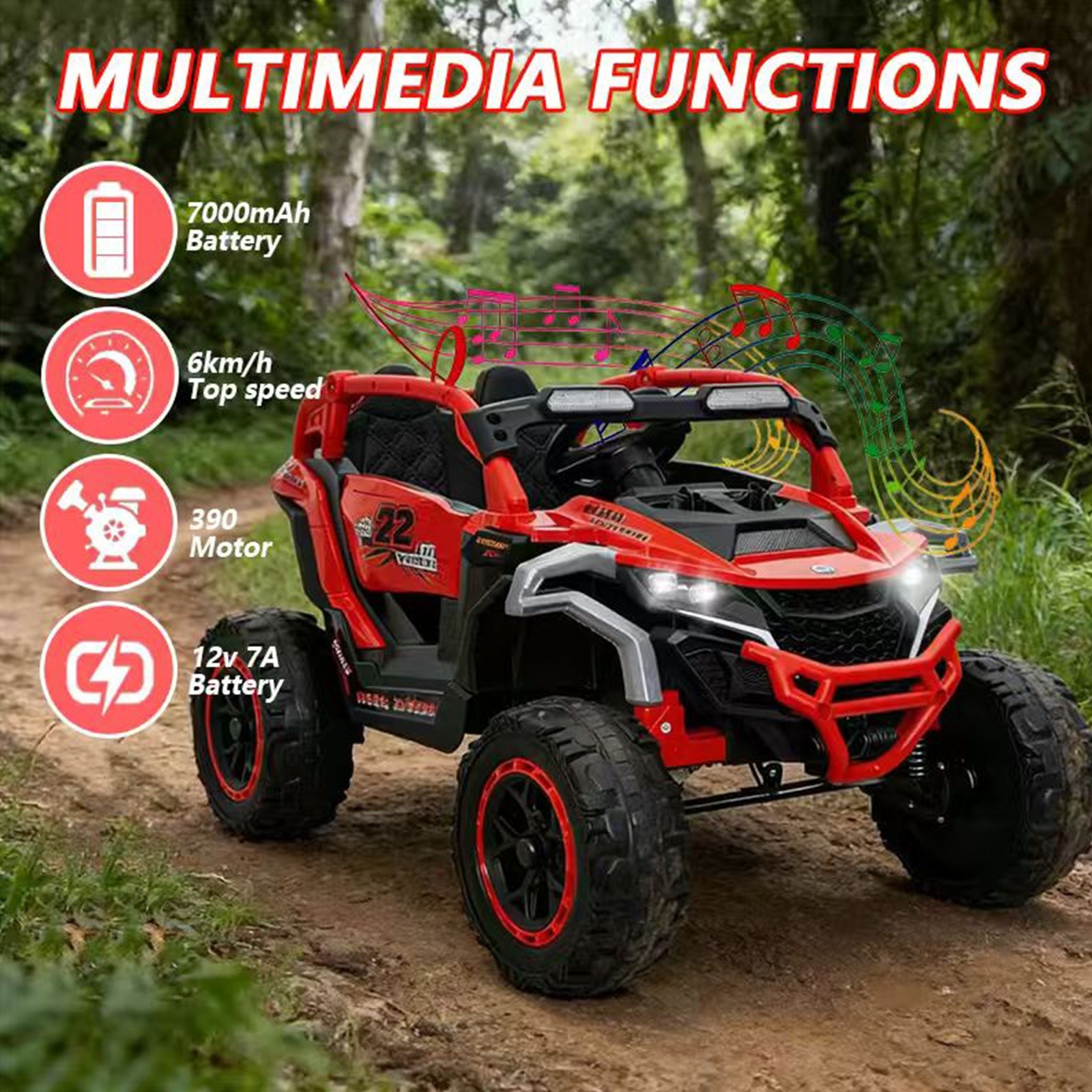 12V 2-Seater Kids Electric Ride On Truck RC Suspension Music LED Lights Age 3-6