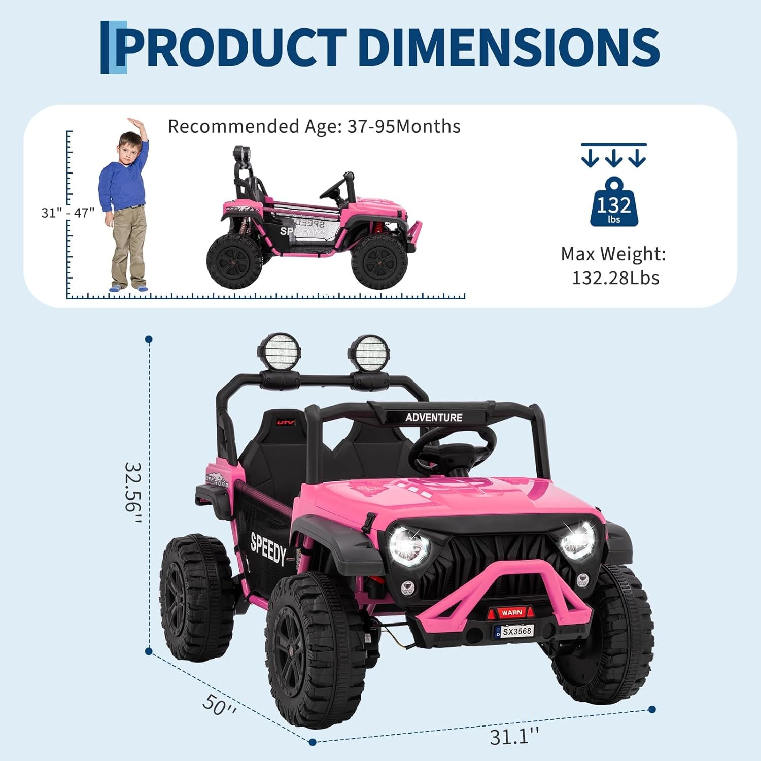 24V 2 Seats Ride On Car 4WD Electric Car Toys 4.97MPH for Kids with Remote
