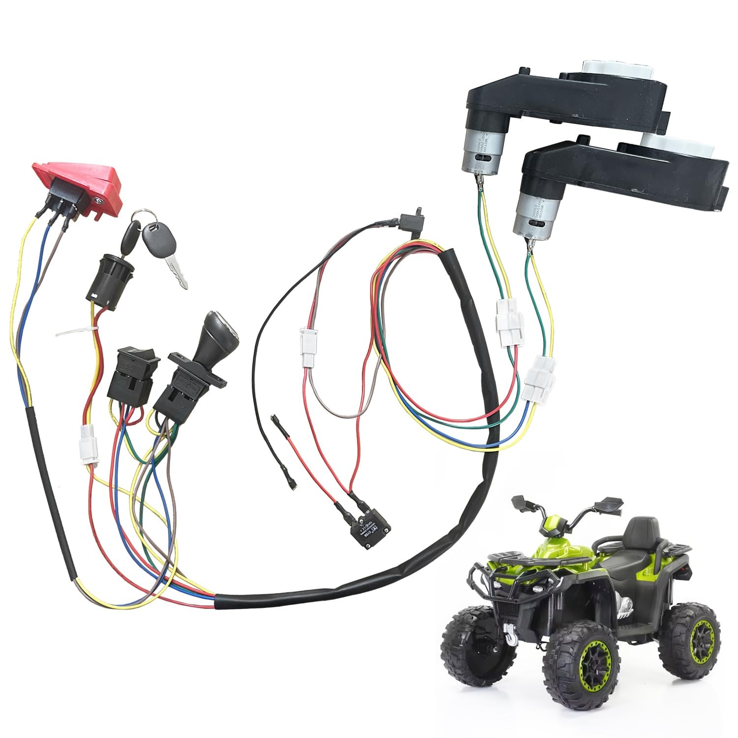 24V Motor Gearbox Wires Harness Conversion Kit for Power Wheels Trax Upgrade,…