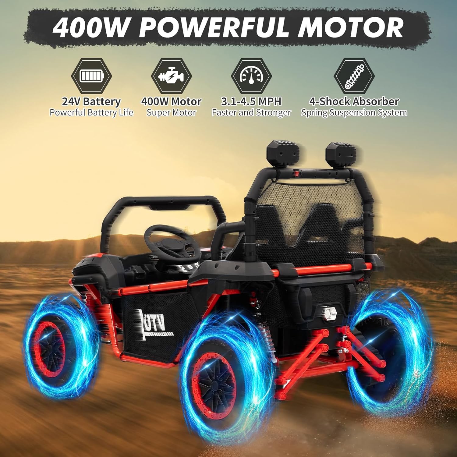 24V Kids Ride On UTV 400W Electric Car Vehicle Toy 4 Wheeler Off-Road Car Remote