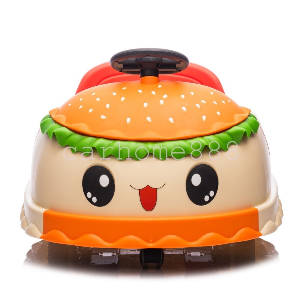 12V Kids Ride On Electric Bumper Car W/Parents Control, Cute Realistic Hamburger