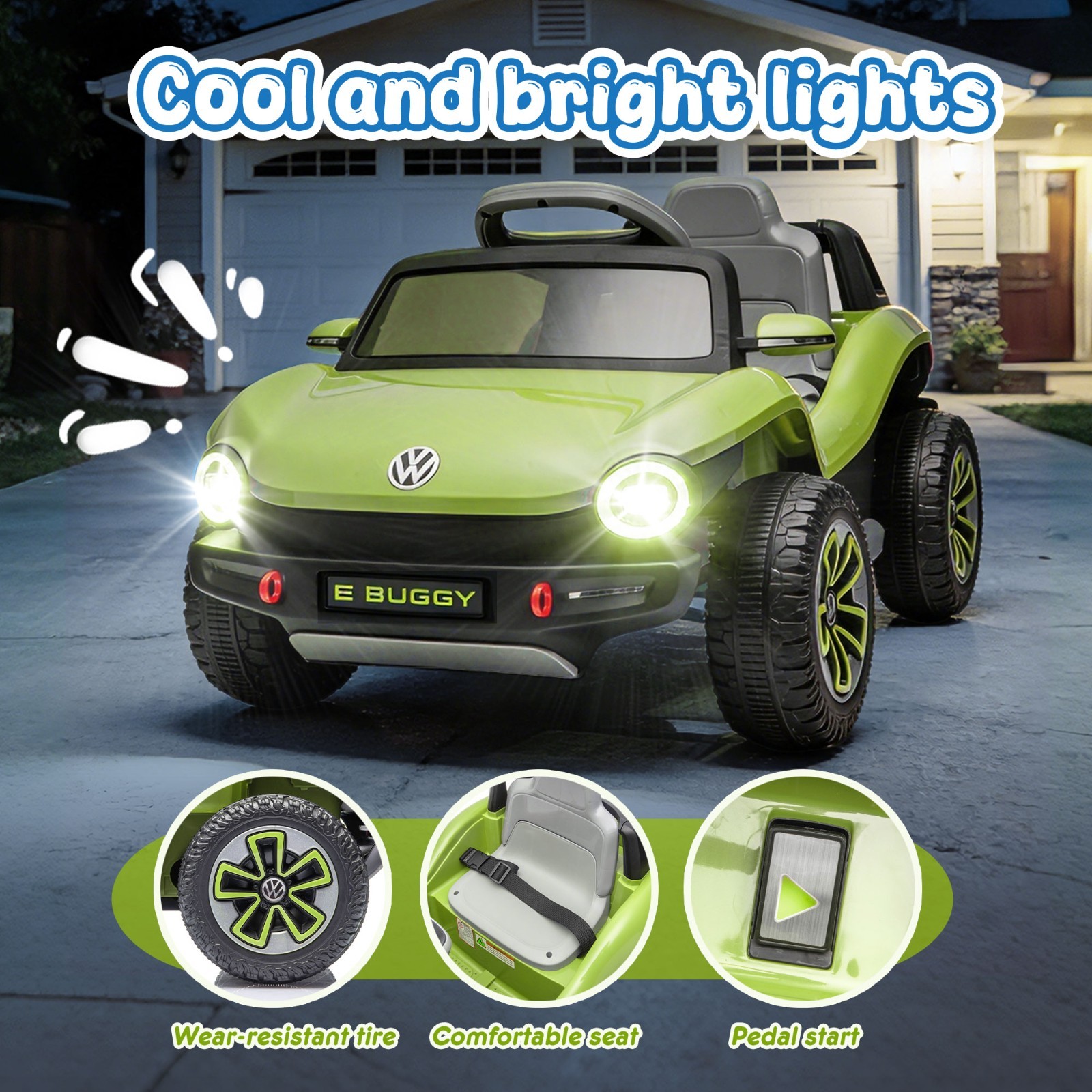 Licensed Volkswagen Beetle Kids Ride on Car 12V Electric Car Toy with Remote LED