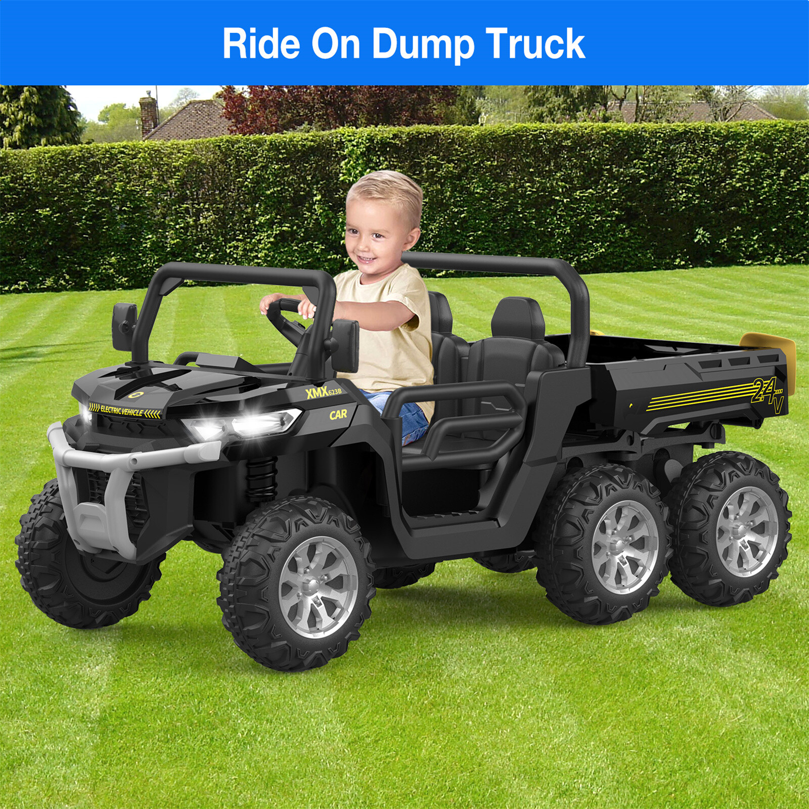 24V Ride on Dump Truck with Remote Control Electric Dump Bed Electric Vehicles