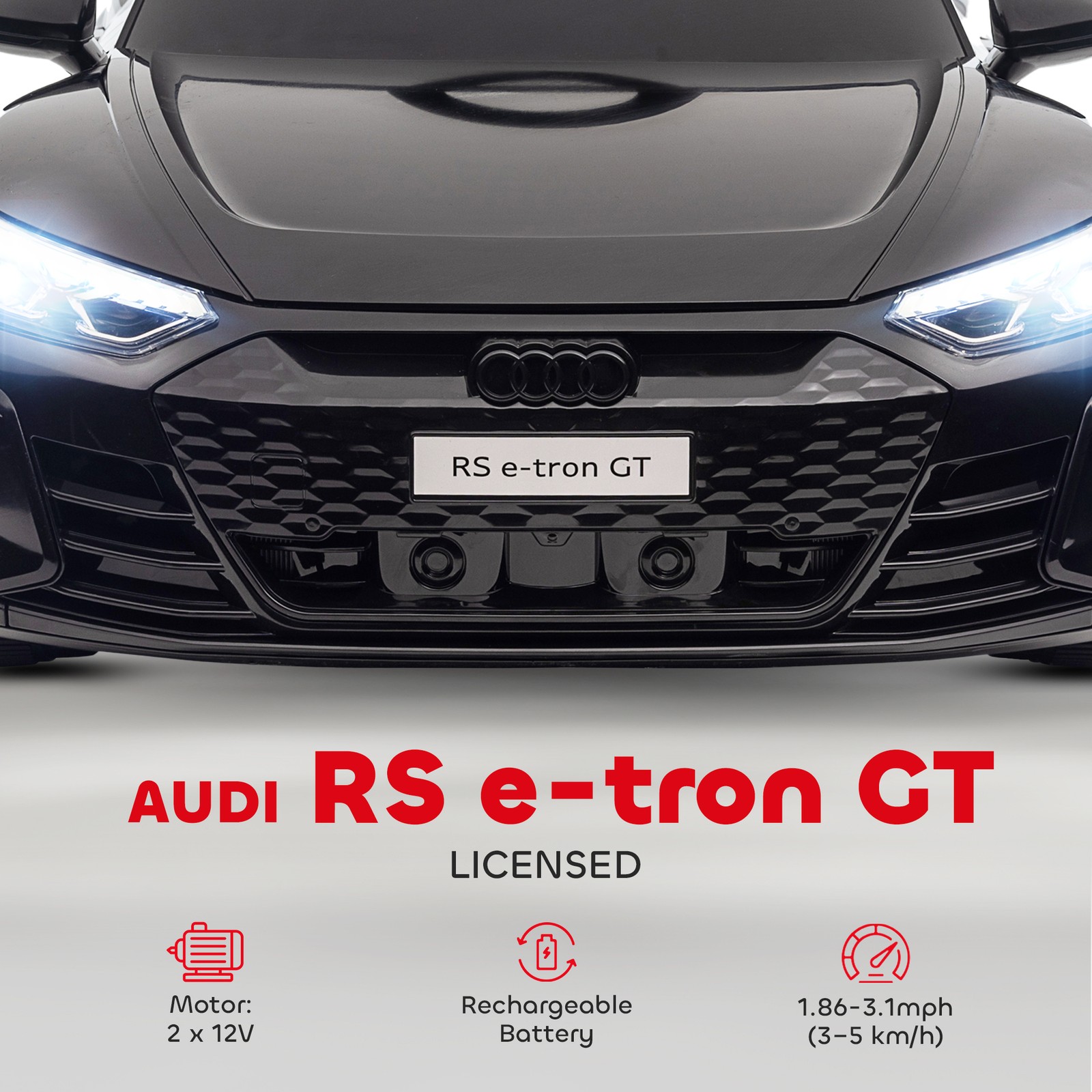 Licensed Audi 12V Electric Ride on Car with Remote Control, Horn Honking, Black