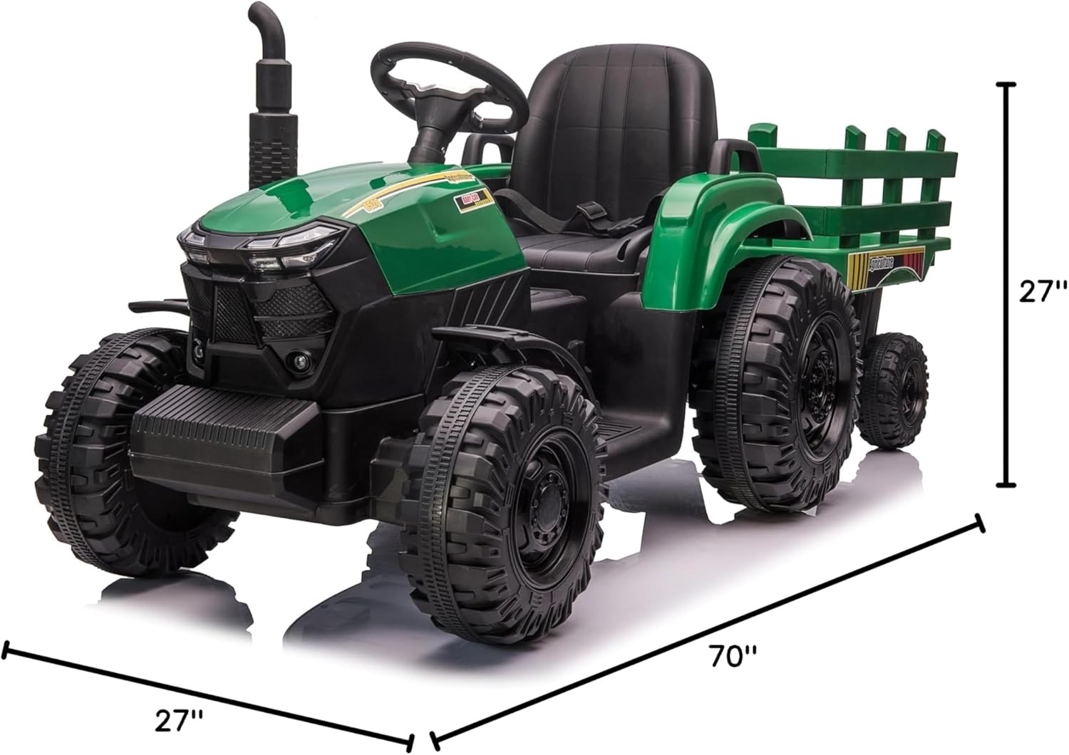 Electric Ride On Car Kids Ride On Tractor with Trailer Outdoor Farm Play Vehicle