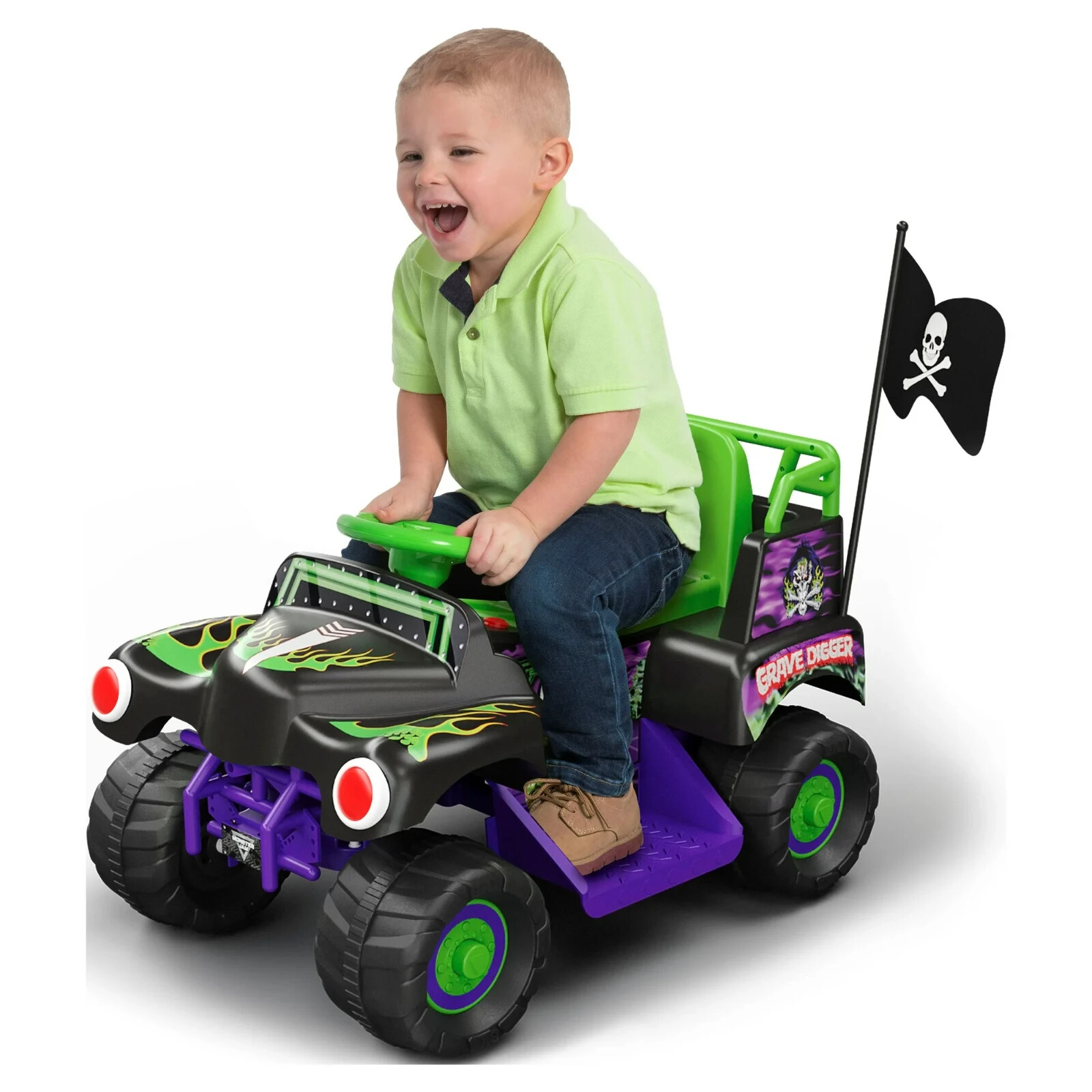 Grave Digger Toddler Ride on Monster Truck Indoor Outdoor Boys Girls Fun Jam