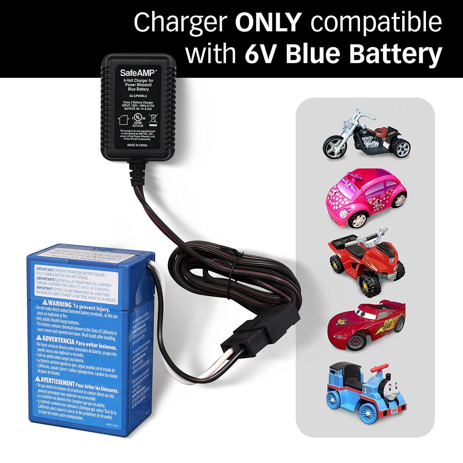 Replacement 6-Volt UL Listed Charger ONLY for Fisher-Price Power Wheels Toddl…