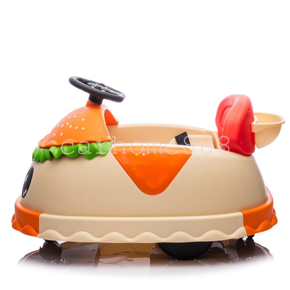 12V Kids Ride On Electric Bumper Car W/Parents Control, Cute Realistic Hamburger