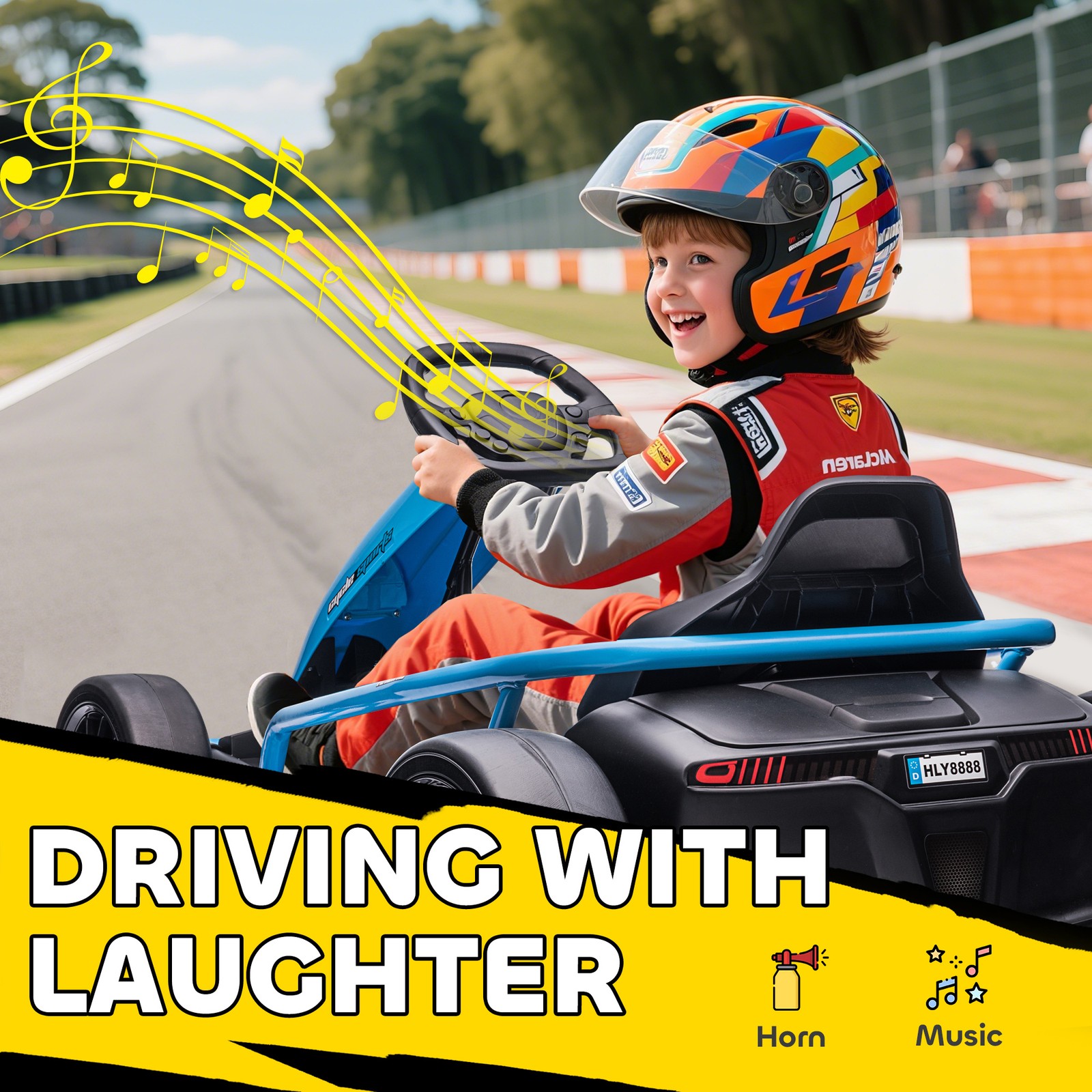 24V Electric Go Kart for Kids, Drift Ride-On Racing Go Kart with 2 Speeds,…