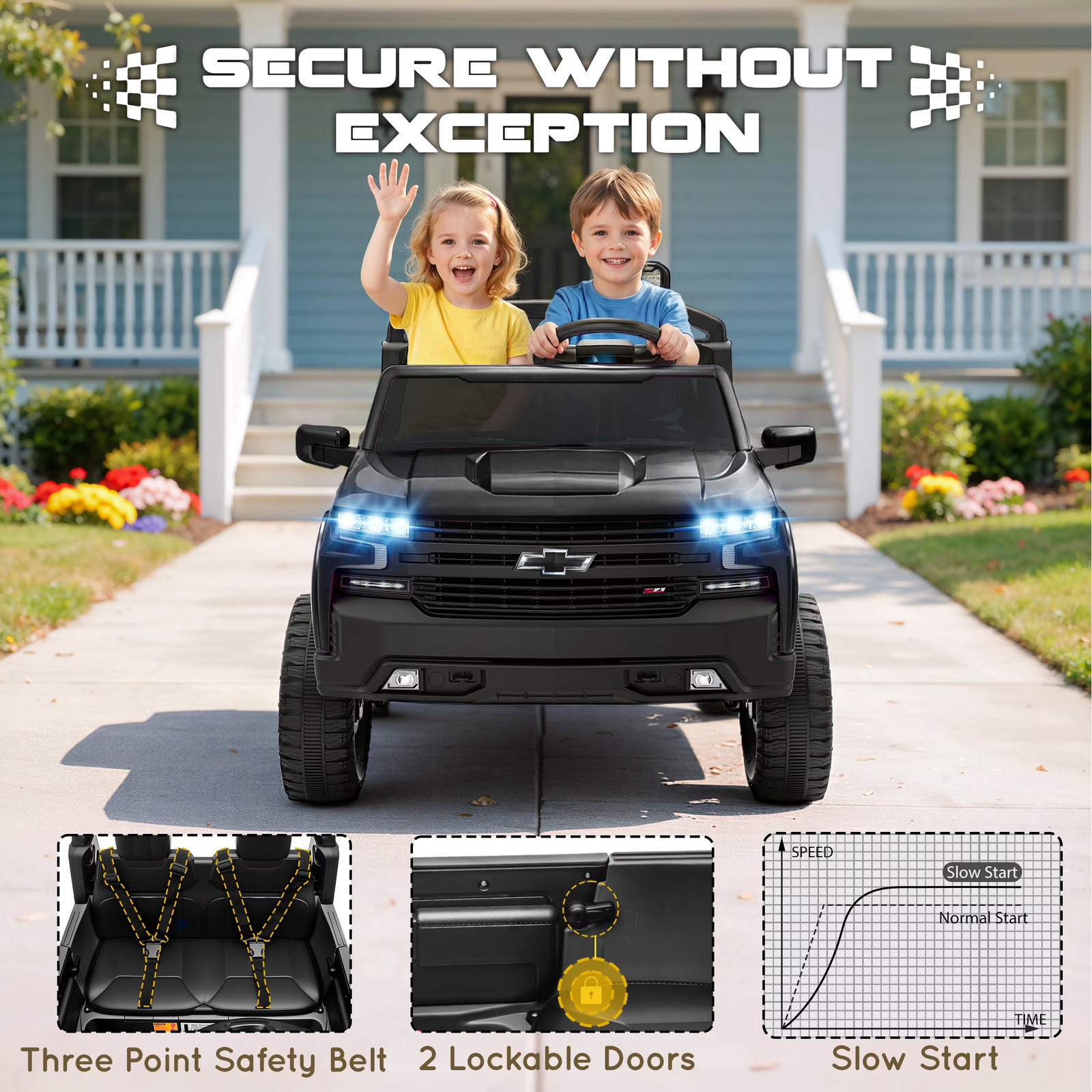 24V 2 Seater Ride on Toy, Licensed Chevrolet Silverado, Ride on Truck Car W/ Rem
