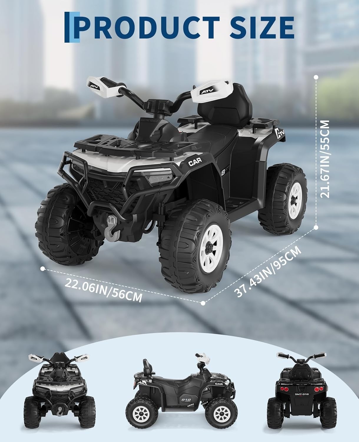 12V Kids ATV Quad 4 Wheeler Car Off-road Ride on Toy w/ LED MP3 Age 3+ USB Girls