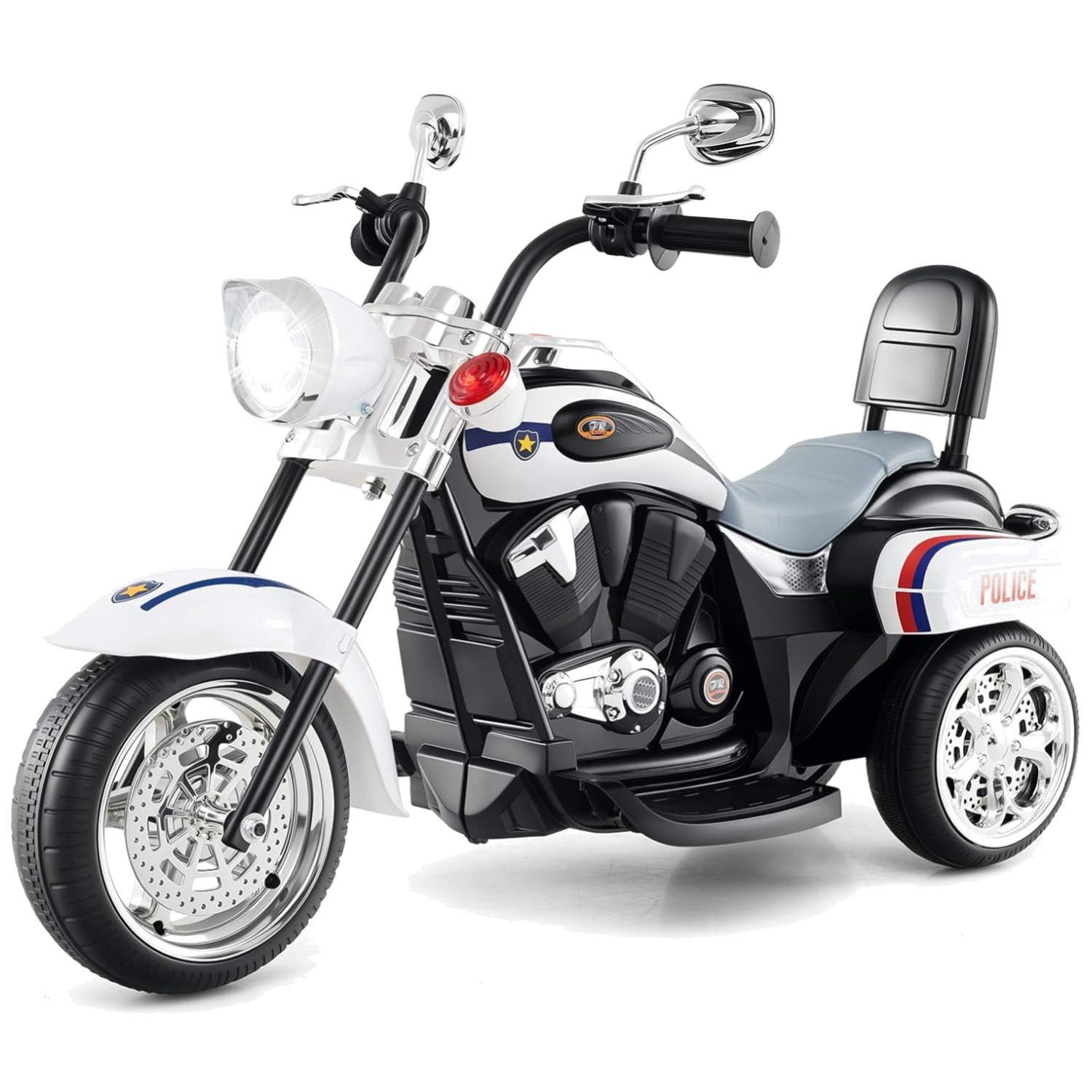 Certified Kids Motorcycle, 6V Ride on Chopper w/Lights, Horn