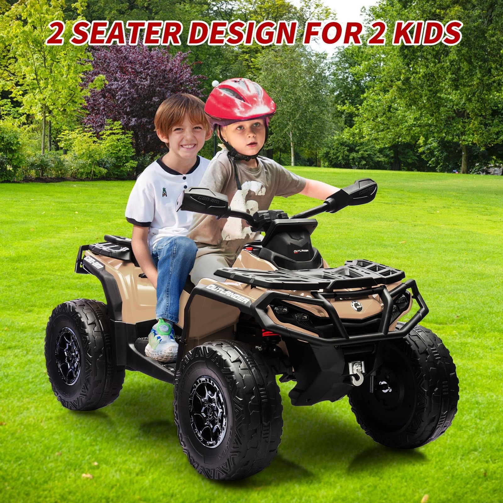 2 Seaters 24V Kids Ride On Car Toy Car Licensed Can-Am Electric ATV Leather Seat