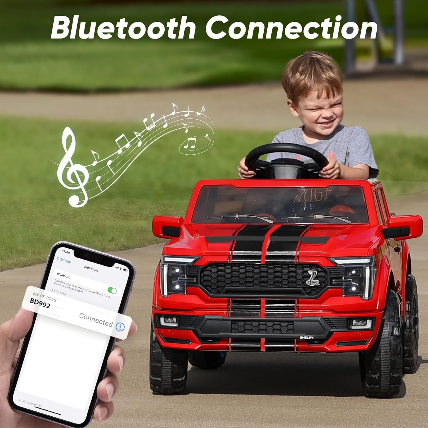 Hikiddo Licensed Ford Shelby F-150 Kids Ride on Car Truck, 12V Toddler Electric