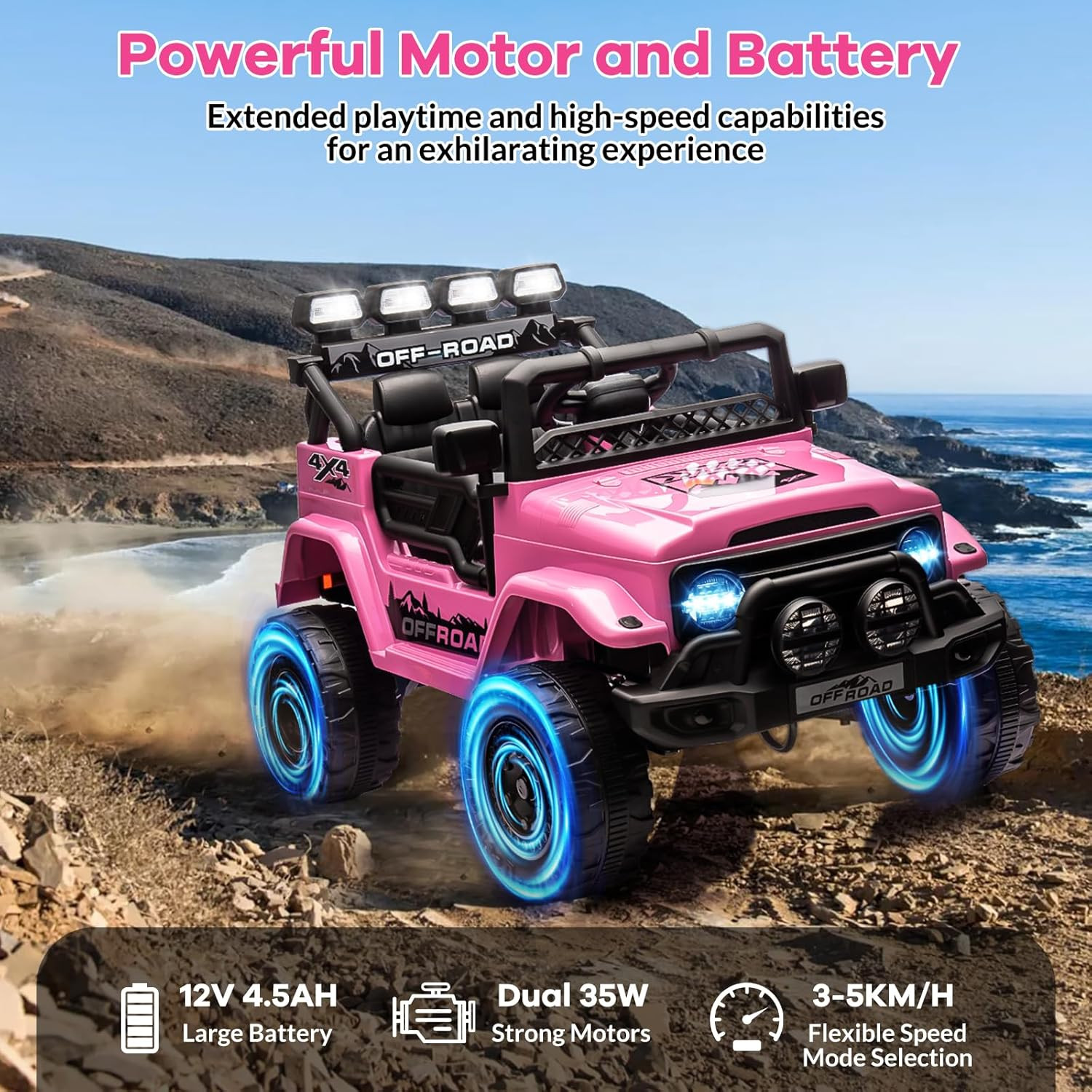 Kids Ride on Toy for Ages 37-96 Months, Electric Truck Ride on Toys with 5MPH Ma