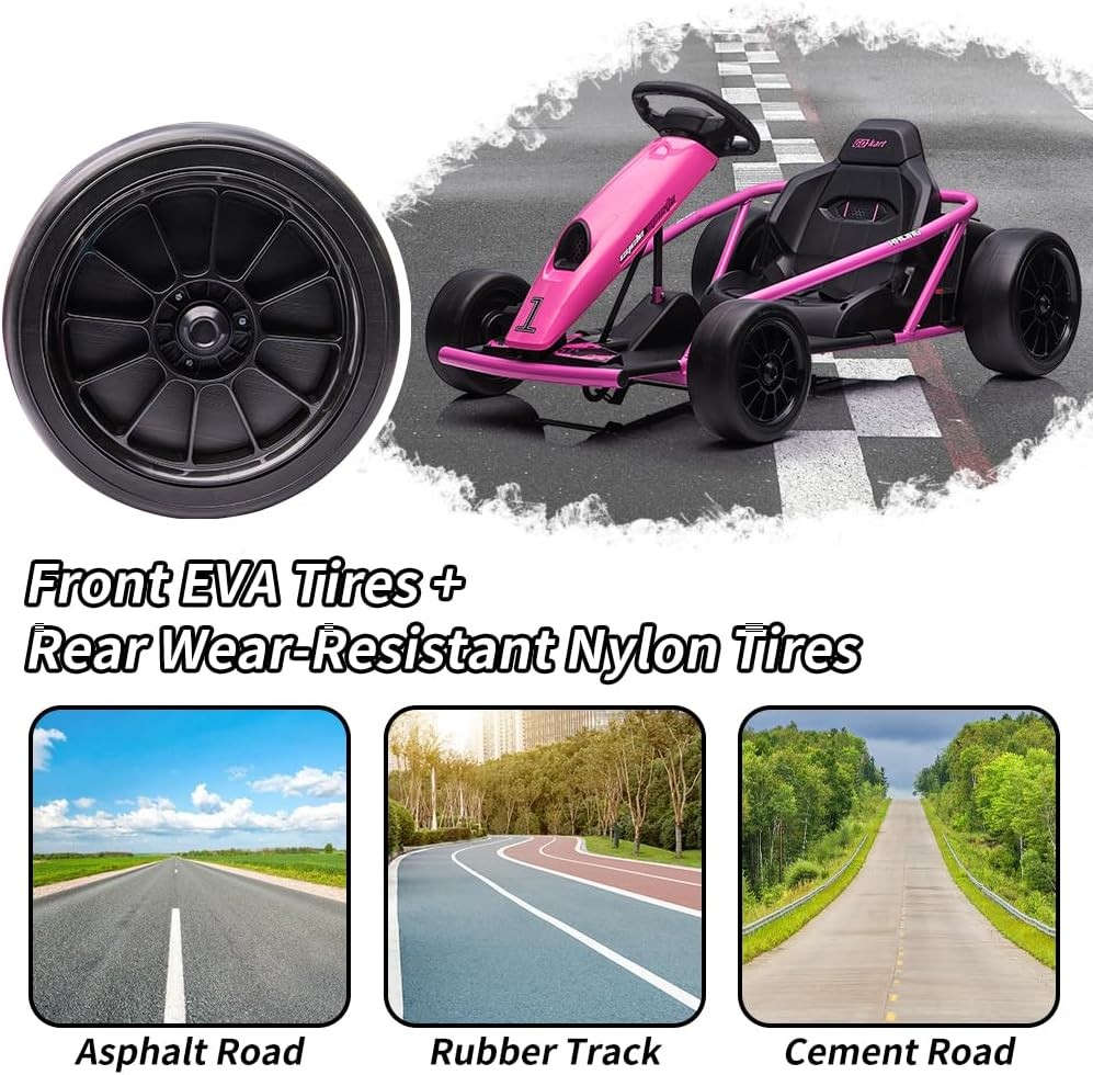GRAVEE 24V Kids Go Kart w/ Dual 300W Motors 8.1MPH Drifting Ride On Car