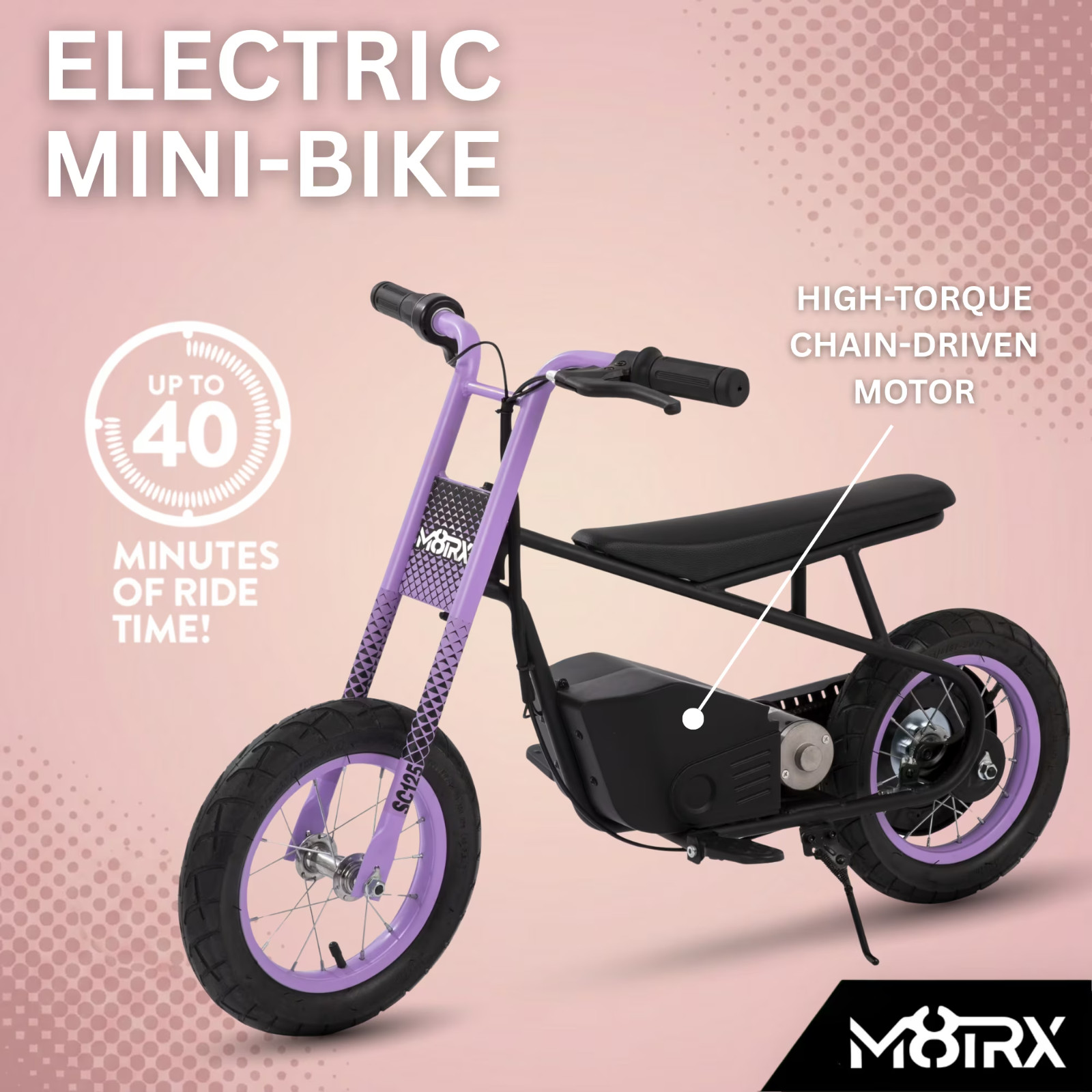 Kid’s 12V Electric-Powered Street Cruiser Bike Ride-On Toy, Ages 5+, Purple