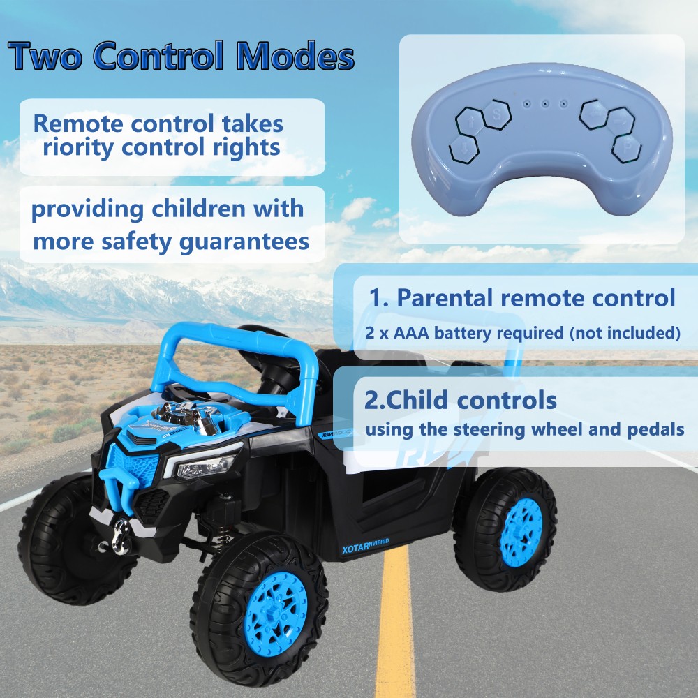 12V Kids Electric Ride On Car Blue 2.4G Remote Control Manual Drive Swing Toy