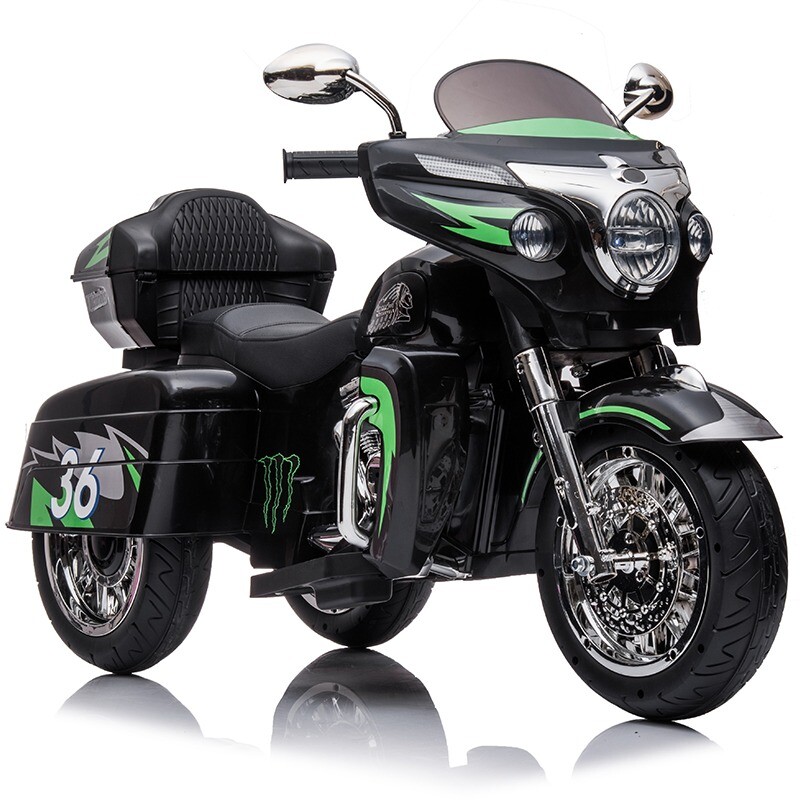 12V Kid Motorcycle Ride On Toy Key Start 3-Wheel 2-Seat Motorbike for 3-6 Black