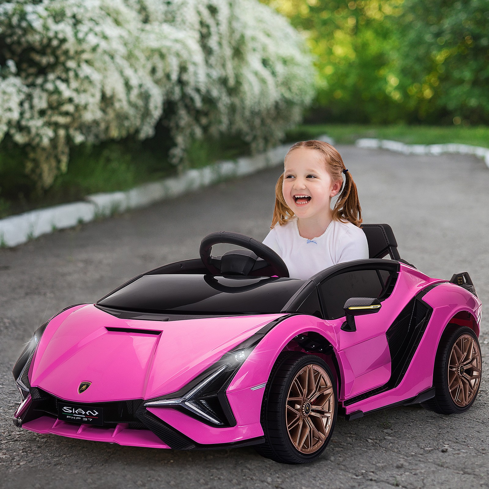 12V Lamborghini SIAN Licensed Electric Car for Kids, Pink