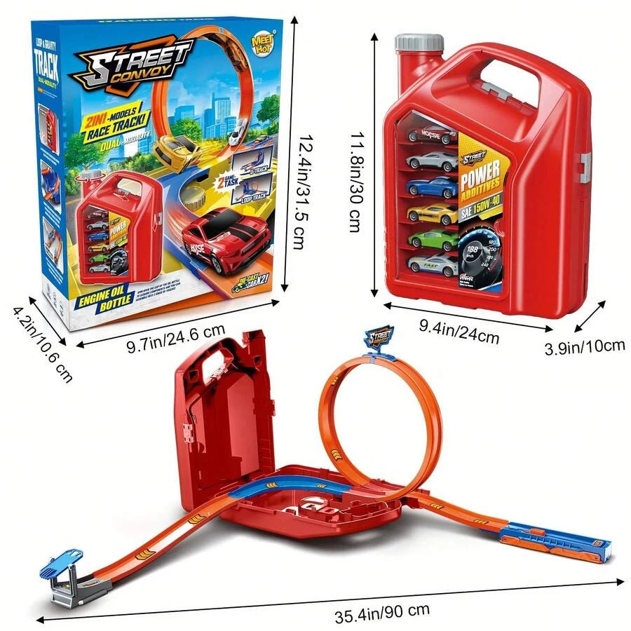 Kids Car Racing Track Set Ages 3-7 Loop Ramp 4 Crash Zones