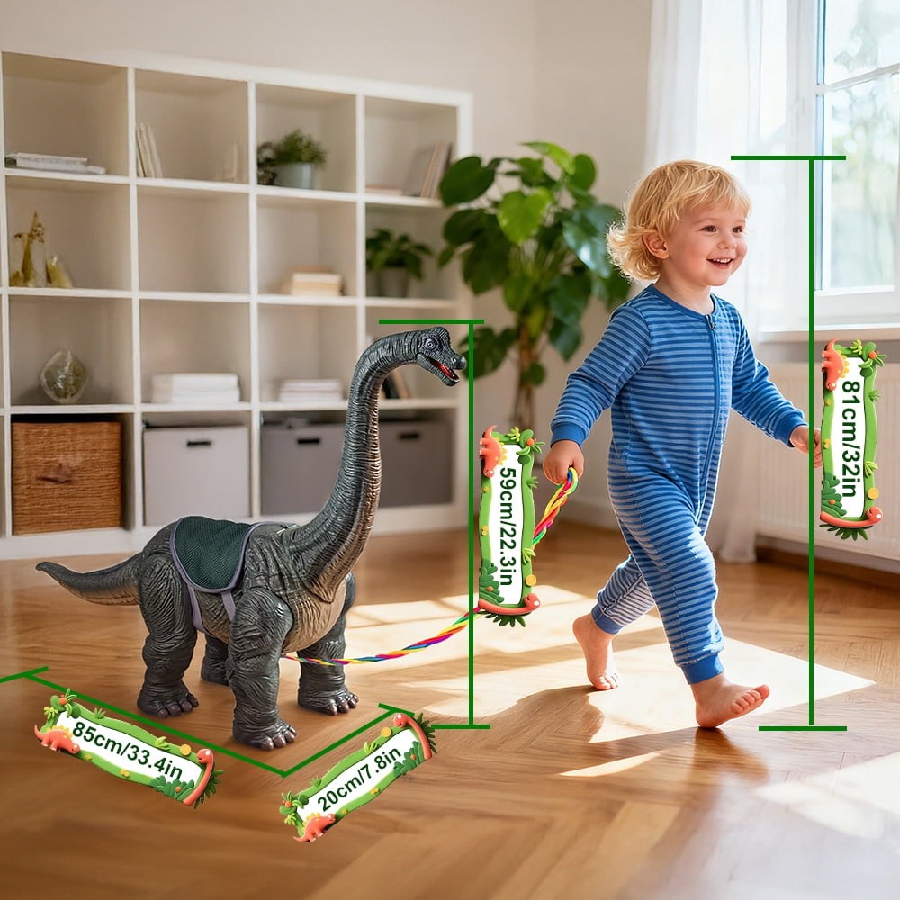 Wonder Living Dinosaur Ride on Toy Cars for Kids,Realistic Brachiosaurus Push Ca