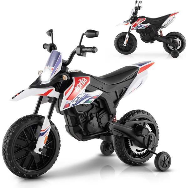 2024 Boys Kids Dirt Bike 12V Electric Off Road Motorcycle Training Wheel White
