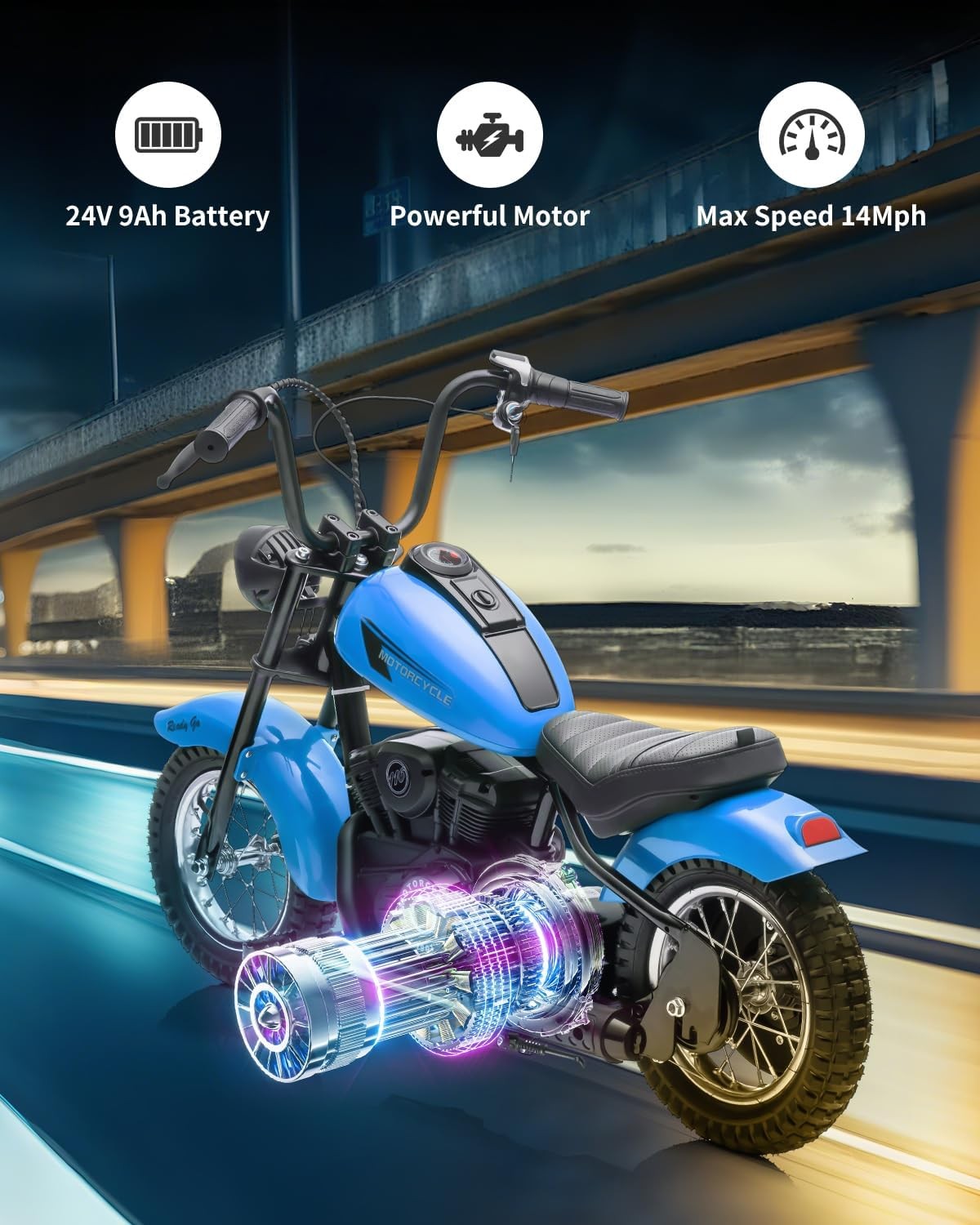 24V Electric Dirt Bike for Teens,250w Brushed Electric Motorcycle, Up to 14MPH