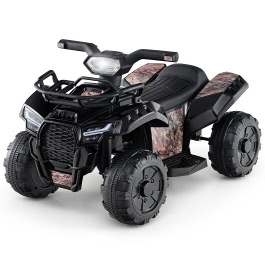 6V Kids ATV Quad Electric Ride On Car with LED Light and MP3-Solid Black – Color