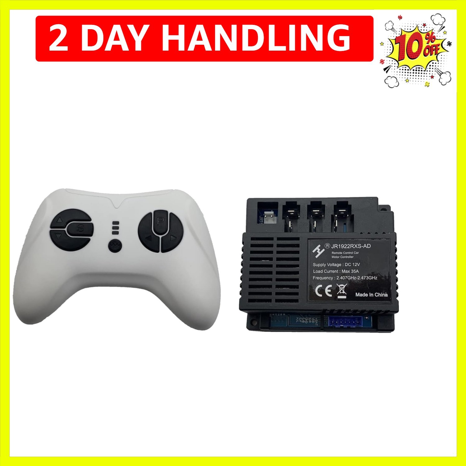 JR1922RXS-AD 2.4G Remote Control and Receiver, for Kids Ride On Toys, 12V Con…