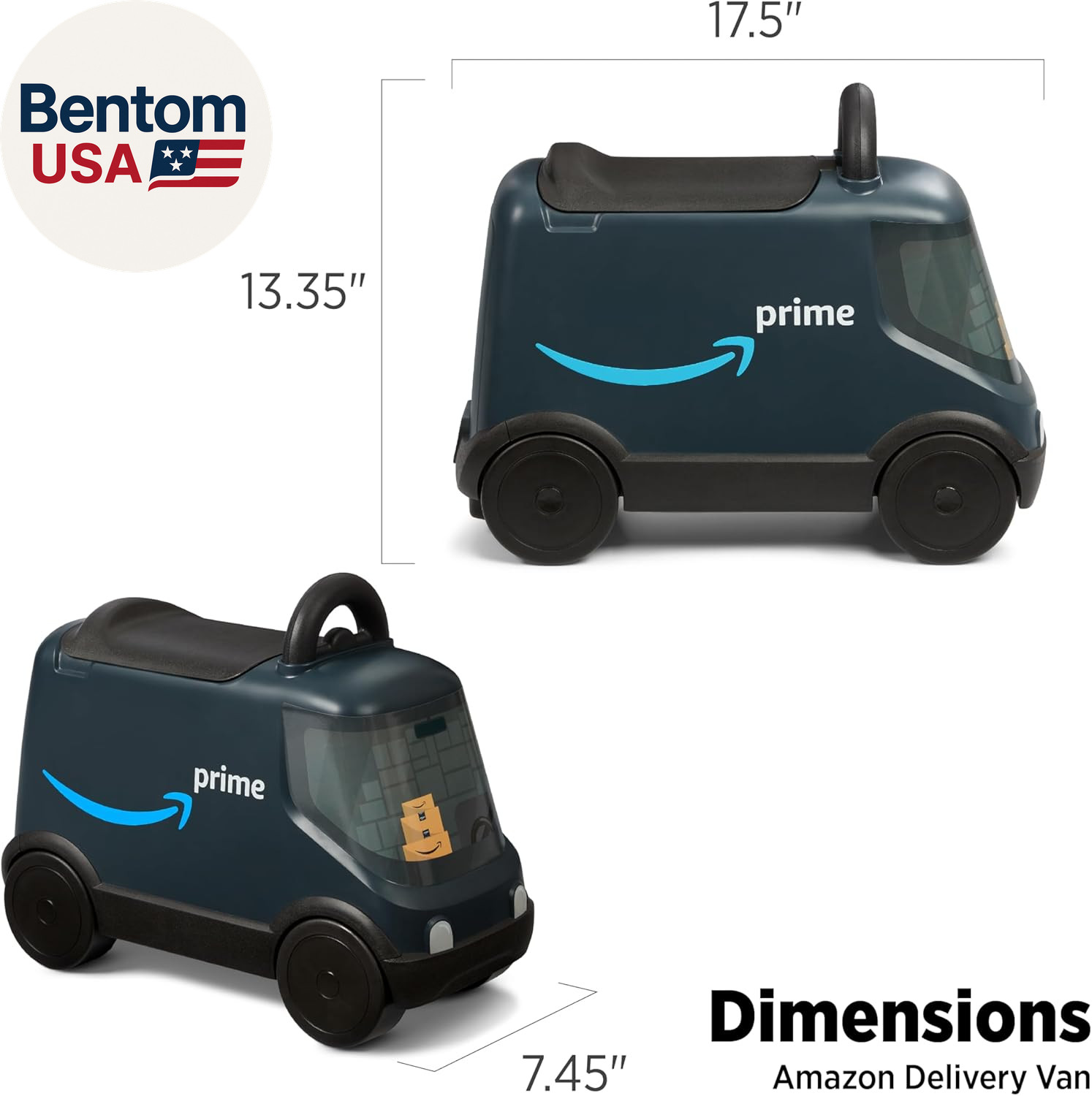 Amazon Delivery Van Ride on Toy for Kids, Blue Toddler Ride on Toy for Ages 2+,