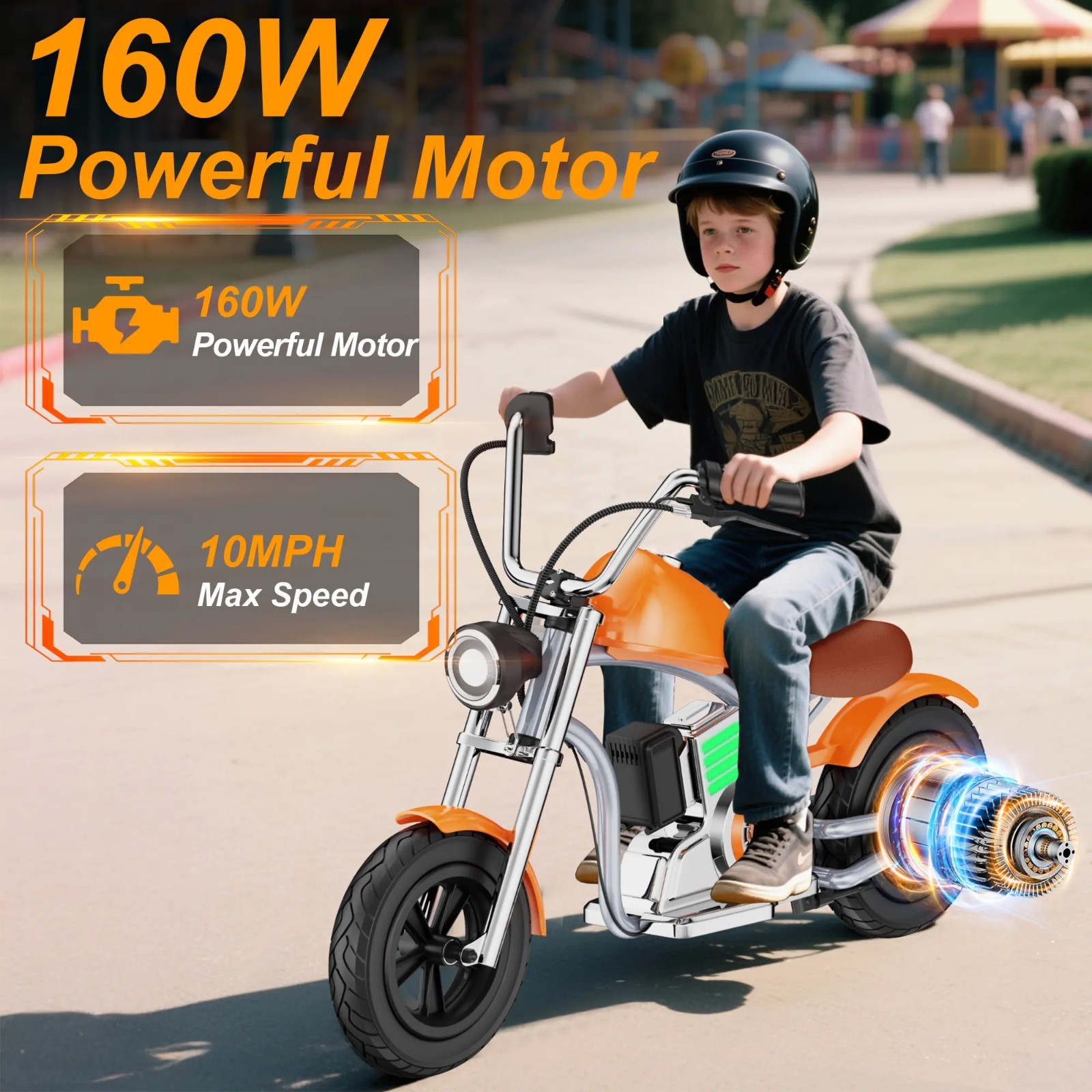 Kids Electric Motorcycle for Ages 5+,Kids Motorcycle with Ambient Lighting 10MPH