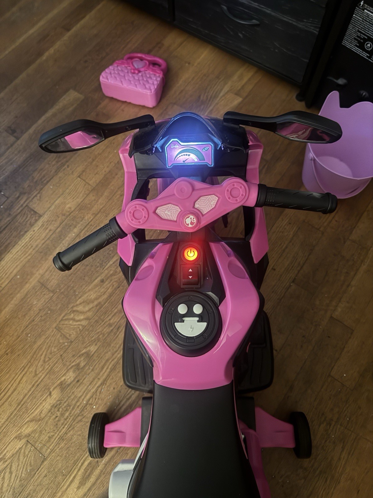 Barbie Pink Battery Powered Ride-On Motorcycle w/ Training Wheels