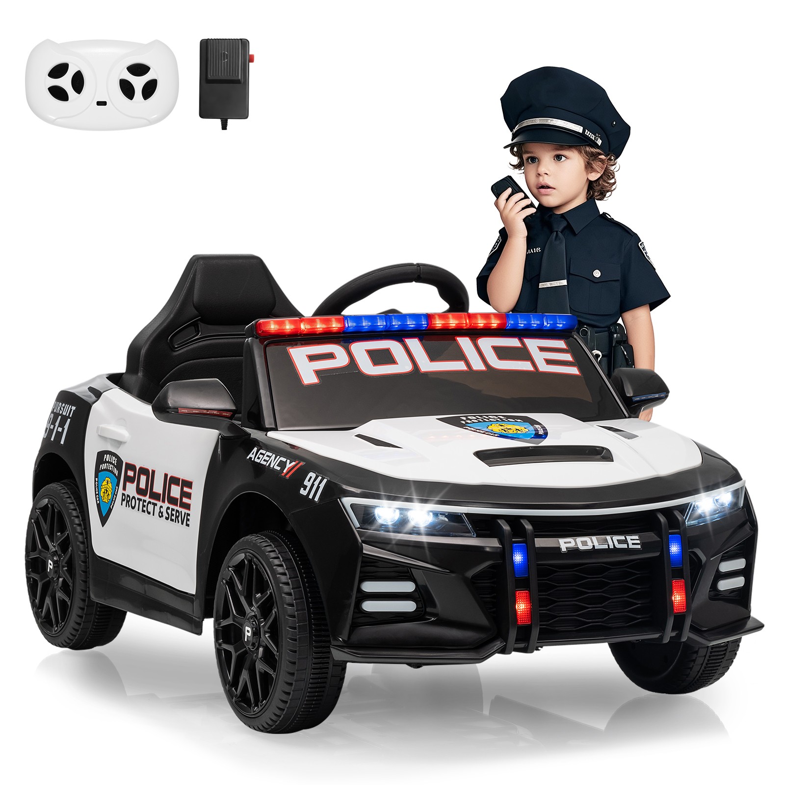 Police Car Ride on Electric Car for Kids,Battery Powered Ride-on Toys Cop Cars