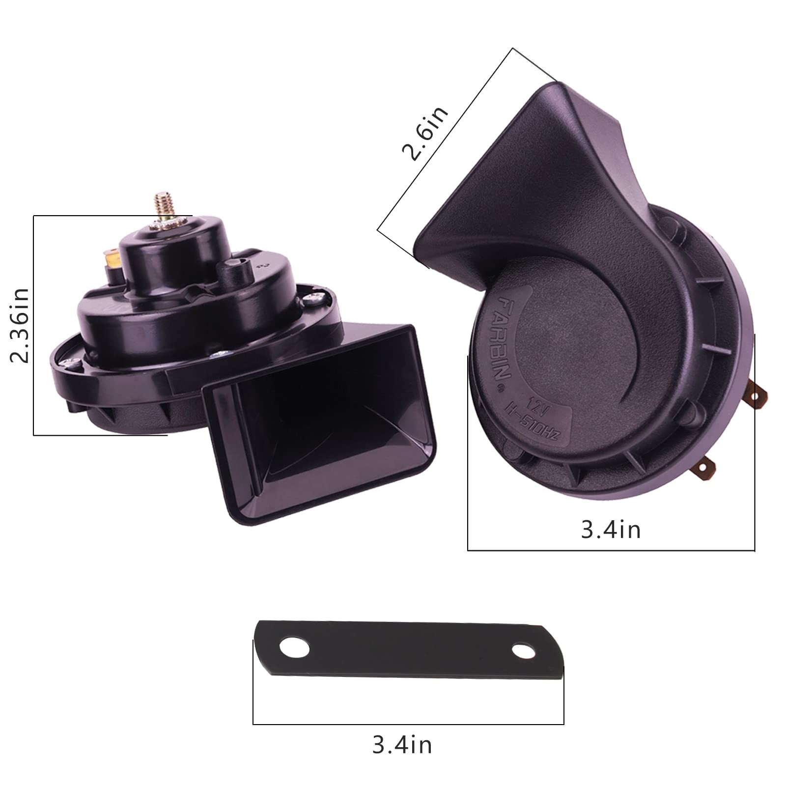 AOLIHAN Snail Horns for Car and Motorcycle,Single Electric Horn 410HZ Low Ton…