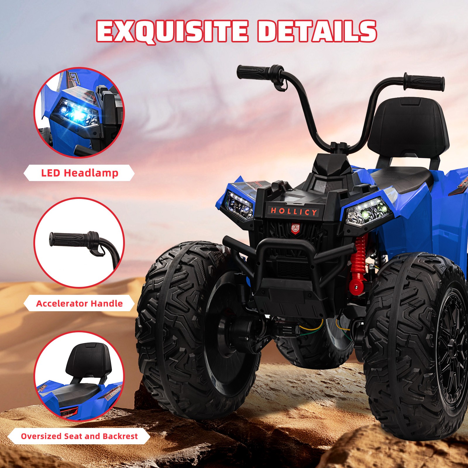 24V Ride on Car Kids ATV 4WD Quad Electric Vehicle 4x80W Powerful Engine