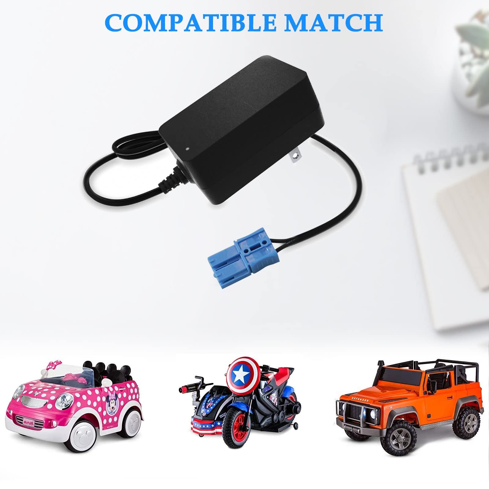 12V with Small Blue Plug Kid Trax Battery Charger Power Supply for Ride On Ca…