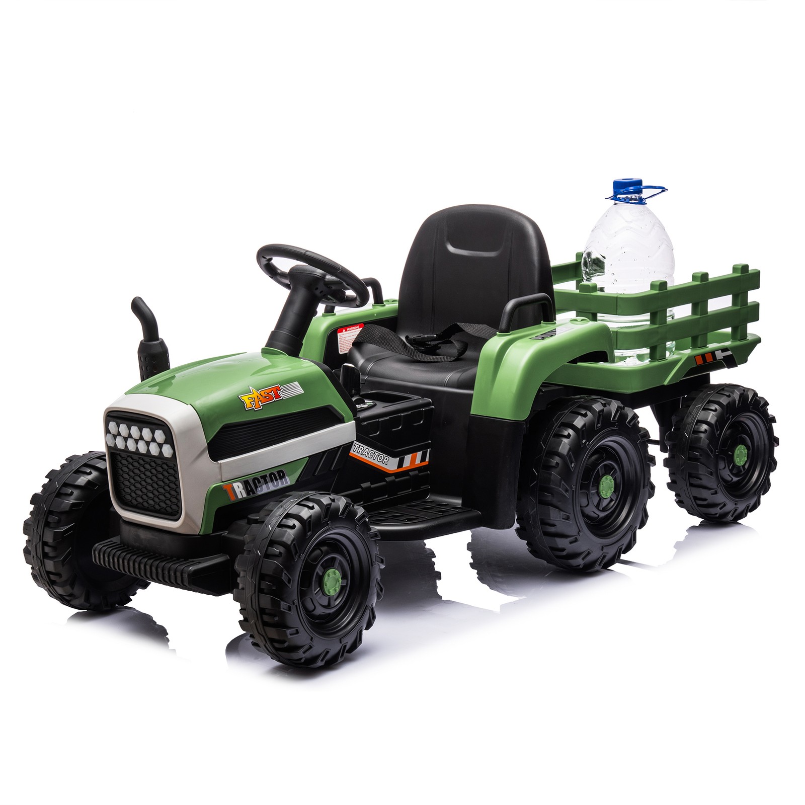 24Vkids Ride Tractor Trailer 1.86-4.97MPH electric car 3speed adjustable Emerald