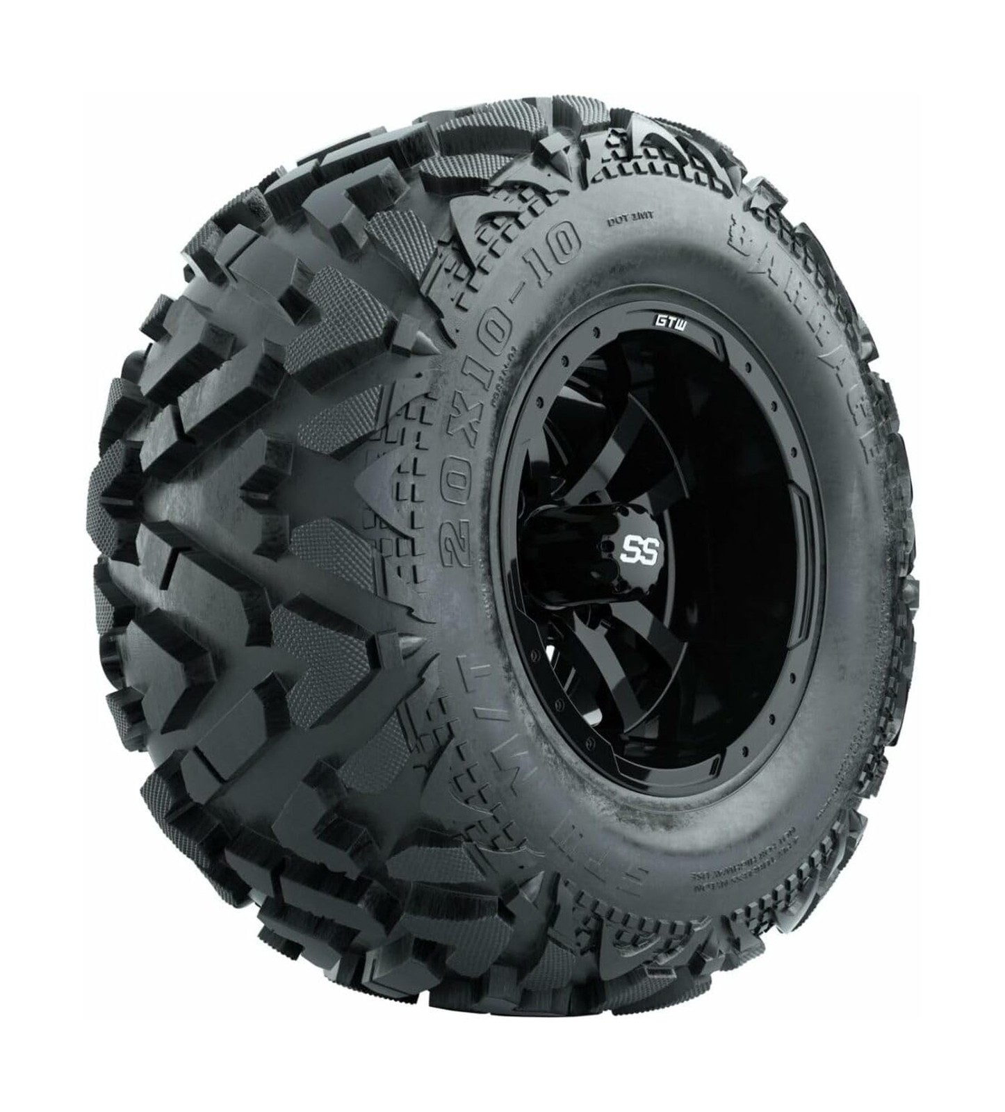GTW 10 Inch Golf Cart Wheels and Tires Combo | GTW Storm Trooper Gloss Black …