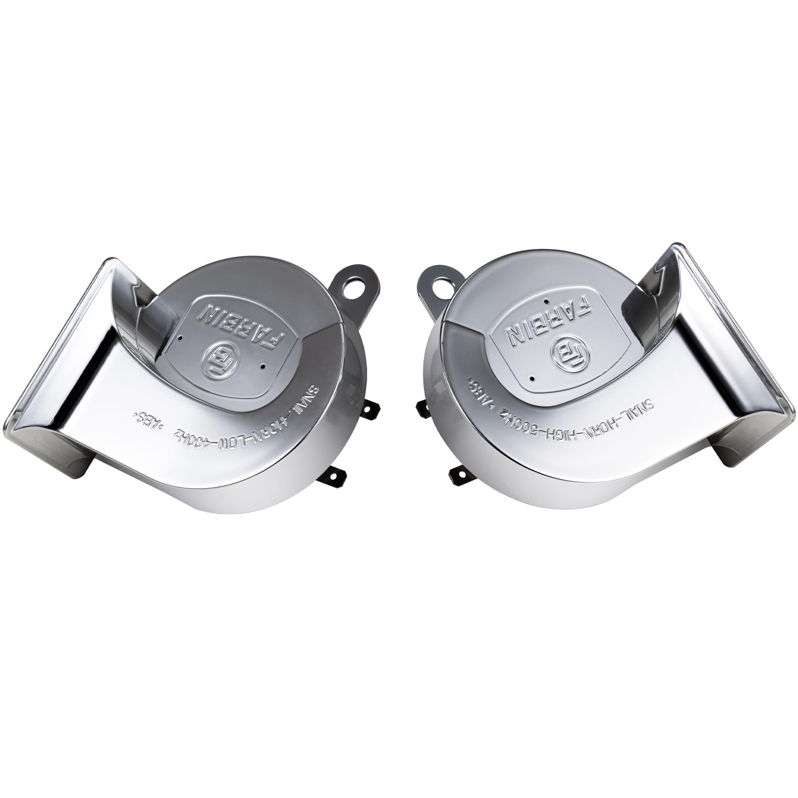 Silvery Chrome Snail Horn,130dB Loud Sounds Car Electric Dual Horns,Train Hor…