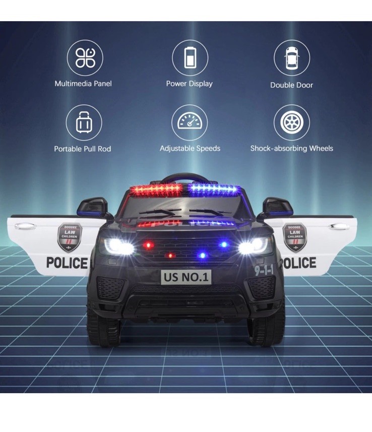 Brand New TOBBI 12V Electric Kids Ride on Police Car W/Parental Remote Control